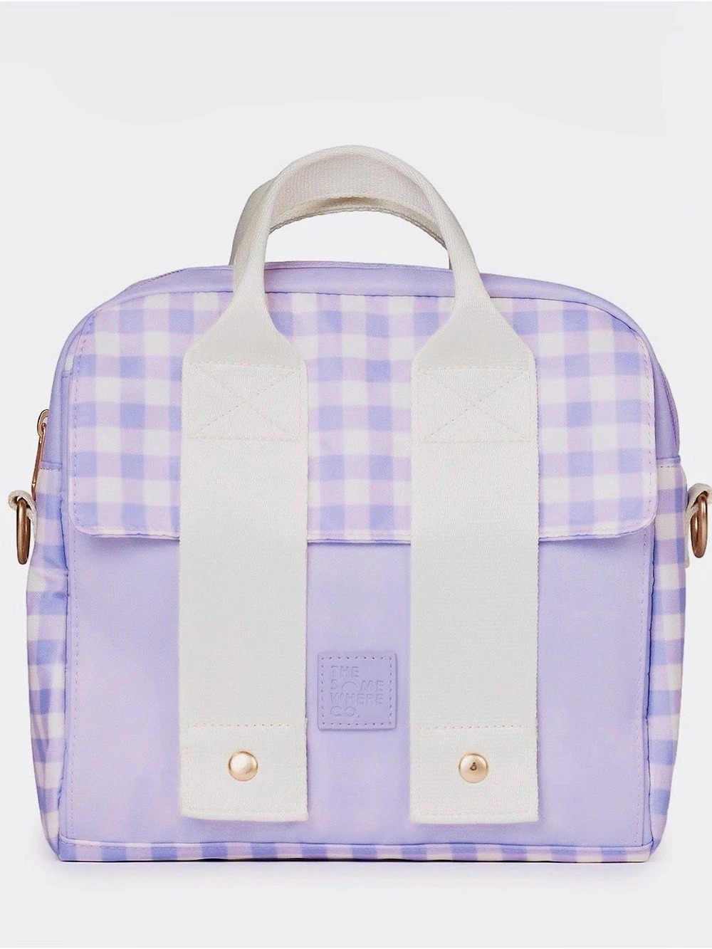 The Somewhere Co. The Satchel/Lunch Tote Bag Sugarplum. Purple & White
